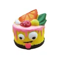 Slow rebound colorful cake-shaped squishy toy with fun expression and fruit toppers. - Smiling Face Fruit Cake