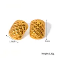 Vergoldete Edelstahl-Ohrstecker in ovaler Form mit Steppmuster für Damen 2.4cm - Gesteppter Ovaler Stil / Gold