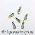 Elegant water drop glass pendants with gold-plated copper zircon edges for jewelry - Approx. 7x16mm Teardrop / Gray