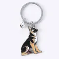 Schattige geëmailleerde Duitse Herder sleutelhanger met zilveren bel voor tassen decoratie - Zilveren Duitse Herdershond met Zilveren Bel