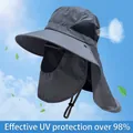 Grey outdoor sun hat with neck flap and face cover, UPF50+ protection for fishing - Adjustable / Dark Gray (Detachable Mask/Upgrade Ice Silk Filter)
