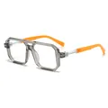 Double-beam fashion sunglasses with grey transparent frame and bright orange temples - C11-Transparent Gray Frame White Orange Leg