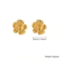 Goldene Blumen-Ohrstecker aus Edelstahl mit 28 mm Durchmesser und gerippter Textur - 28mm Fünfblättrige Blumenstil / Gold