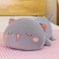 Cute grey plush cat pillow, soft lying peach cat doll for sleeping and bedroom decor. - 90cm / Squinting Style / Gray