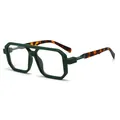 Stylish oversized green frame fashion glasses with classic tortoiseshell patterned arms - C12-Sand Green Frame Green Tortoise Leg