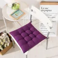 Thick purple tufted square chair cushion with ties for dining or office chair - 40cm X 40cm / Purple