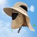 Khaki outdoor sun hat with full face mask and neck flap for ultimate UV protection - Adjustable / Khaki (Detachable Mask/Upgrade Ice Silk Filter)