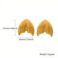 Gold irregular stainless steel stud earrings for women showing size and weight info - 27mm Fish Tail Style / Gold