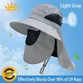 Light grey outdoor sun hat with neck flap and face mask for hiking and fishing - Adjustable / Light Gray (Detachable Mask/Upgrade Ice Silk Filter)