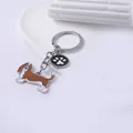 Zinc alloy Basset Hound dog keychain with cute paw print charm for bags and gifts - Brown Basset Hound with Paw Print Tag