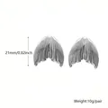 Elegant silver mermaid tail 304 stainless steel earrings with dimension and weight info - 21mm Fish Tail Style / Silver