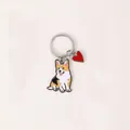 Zinc alloy Corgi dog keychain with red heart charm SKU variant for bag pendant - Chubby Corgi with Red Heart Pendant