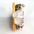 Natural California white sage smudge bundle with palo santo stick and raw quartz crystal - Clear Quartz Raw Stone + 10cm Palo Santo + 10cm White Sage