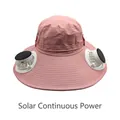 Adjustable pink solar powered fan sun hat for fishing and outdoor sun protection - Adjustable / Double Hole Solar Fan Hat (Pink)