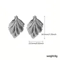 Unique silver irregular leaf-shaped stainless steel earrings with dimensions and weight - Leaf Design / Silver