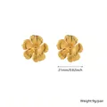 Elegant gold plated 304 stainless steel flower stud earrings for women size 21mm - 21mm Five-Petal Flower Style / Gold