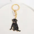 Creative black Labrador retriever dog keychain with white bone charm zinc alloy accessory - Black Golden Retriever with Bone Tag