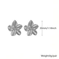 Silver-toned 304 stainless steel flower-shaped earrings with 30mm height and 8g weight - 30mm Petal Style / Silver