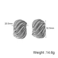 Textured stainless steel chunky oval earrings, 32.5mm tall and weighing 14.6g. - Pineapple Texture Irregular Oval Style / Silver