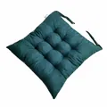 Deep teal square tufted chair cushion with secure ties for home and office chairs - 40cm X 40cm / Dark Green