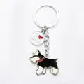 Zinc alloy Schnauzer dog keychain with I Love Dogs tag charm for bags - Black Schnauzer with Heart Tag