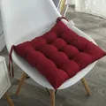 Thick burgundy square chair cushion with tufted design and ties for home office - 40cm X 40cm / Burgundy