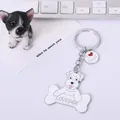High-quality zinc alloy white cartoon dog keychain with LOVEDOG bone charm bag pendant - Double-Sided White Schnauzer with Heart Tag