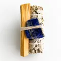 Natural California white sage bundle ritual kit with palo santo and lapis lazuli stone - Lapis Lazuli Raw Stone + 10cm Palo Santo + 10cm White Sage