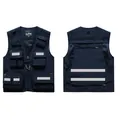 Chaleco de trabajo azul oscuro multibolsillos con tiras reflectantes para seguridad - S / Tops / Azul Marino (8898 Estilo Reflectante)