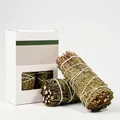 Natural cedar smudge stick bundle for cleansing and air purification with eco-packaging. - Cedar [Chinese Version] - 2 Sticks