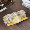 Natural California white sage smudge stick bundle with palo santo and yellow crystal - Citrine Raw Stone + 10cm Palo Santo + 10cm White Sage