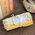 California white sage bundle with blue raw crystal and palo santo stick for purification - Opalite Raw Stone (Artificial) + 10cm Palo Santo + 10cm White Sage