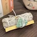 California white sage bundle with palo santo and green crystal for purification - Green Strawberry Quartz Raw Stone + 10cm Palo Santo + 10cm White Sage