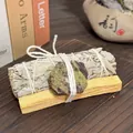 Natural California White Sage bundle and Palo Santo smudge stick with crystal stone - Dragon Blood Stone Raw Stone + 10cm Palo Santo + 10cm White Sage