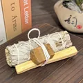 Natural California white sage smudge bundle with Palo Santo wood stick for meditation - Tiger's Eye Raw Stone + 10cm Palo Santo + 10cm White Sage