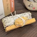 California white sage bundle with palo santo and yellow rough stone for purification - Yellow Aventurine Raw Stone + 10cm Palo Santo + 10cm White Sage