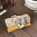 Natural California white sage bundle and palo santo stick with stone for purification - Zebra Jasper Raw Stone + 10cm Palo Santo + 10cm White Sage