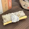 Natural California white sage bundle with palo santo stick and raw crystal stone - Tianshan Blue Stone Raw Stone + 10cm Palo Santo + 10cm White Sage