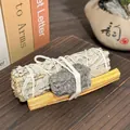 Natural California white sage bundle with palo santo stick and raw stone smudge kit - Yooperlite Raw Stone + 10cm Palo Santo + 10cm White Sage