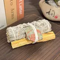 Natural California white sage bundle with palo santo and unakite stone for smudging - Unakite Raw Stone + 10cm Palo Santo + 10cm White Sage