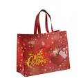 Red non-woven Christmas gift bag with golden Merry Christmas print and snowflakes - Red Gold Foil Reindeer Antlers Style (Christmas Gold Foil 06) / 43cmx32.5cmx18cm