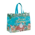 Cyan thickened Christmas non-woven tote bag with Santa Claus and reindeer prints - Sky Blue Gold Glitter Illustration (Christmas Gold Foil 07) / 43cmx32.5cmx18cm