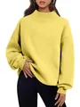 Women's mock neck oversized sweatshirt in vibrant yellow for fall and winter seasons - Lemon Yellow