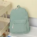 Soft light green corduroy backpack for students in a trendy Korean Harajuku style - Green