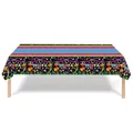 Tovaglia per festa messicana Fiesta con strisce colorate e design grafico di cactus festivo - Tovaglia Messicana 137*274