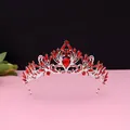 Elegant vintage bridal crown tiara featuring sparkling red crystals on silver metal frame - Silver [red]