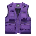 Outdoor purple multi-pocket mesh quick-dry fishing vest for men with utility hooks - Purple