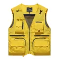Men's bright yellow multi-pocket outdoor mesh fishing vest with quick-dry fabric - Bright Yellow