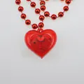 Collana cuore LED rosso per San Valentino con perle abbinate e catena in plastica - Catena di Perle a Cuore Piccolo