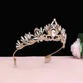 Tiara de mariée vintage or rose avec détails complexes en cristal et de strass. - Style Peigne à Cheveux Blanc / Or